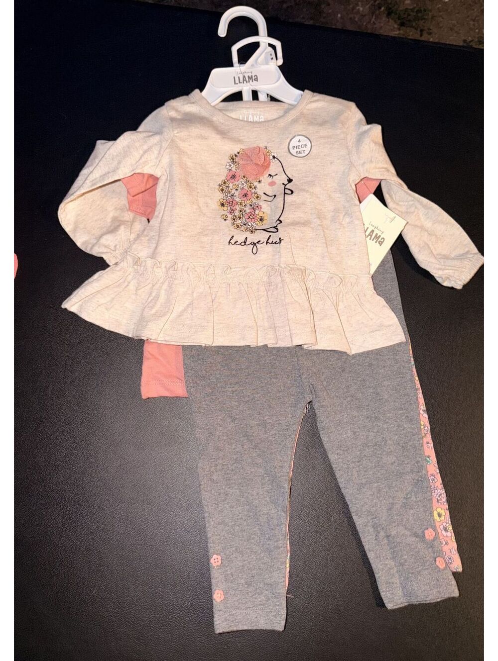 Lupilu Baby Girl Cream Floral Top and Gray Leggings Set New with Tags 6m